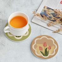 Posavasos de tulipán de Color Morandi, tapete antideslizante y antiaceite para mesa de comedor, almohadilla aislante térmica bonita de alta calidad para el hogar, 3 uds. - details 1