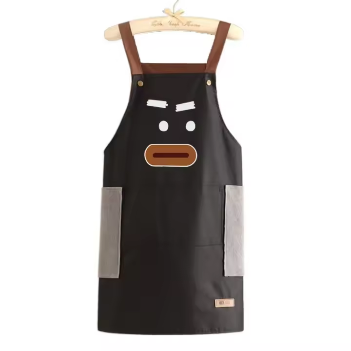 Delantal impermeable resistente a las manchas con bolsillos puede limpiar las manos delantales de cocina ropa de trabajo de cocina de dibujos animados lindos mujeres - 1