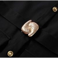 Vestidos elegantes lisos de un solo pecho con cuello redondo sin mangas y bolsillos vestido a media pierna ajustado para oficina para mujer verano 2025 - details 4