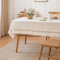 Inyahome - Manteles de algodón blanco de alta calidad, manteles de lino suave para fiestas, cafetería y cocina, elegante Navidad - details 6