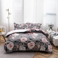 Cubierta de Edredón con Estampado Floral Duvet King Set de Ropa de Cama Suave Microfibra con Patrón Geométrico Funda de Cojín con 2 Fundas de Almohada - details 3