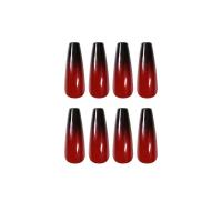 Uñas Falas Decoradas con Coffins de Ballet Largos 24 Piezas, Reutilizable, Presionado, Adhesivo, Rojo, Negro, Desechable - details 3