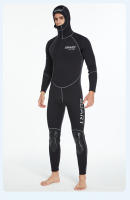 Traje de neopreno de 3mm para hombre, traje de buceo cálido de una pieza de manga larga con capucha, protector solar a prueba de frío, surf, natación, traje de baño - details 5