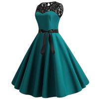 Vestido de Navidad rojo de encaje para mujer, ropa de manga corta Swing, disfraces de Navidad, vestidos de fiesta, bata Vintage, 2024 - details 17