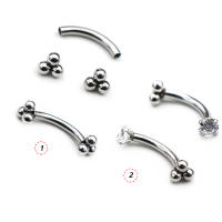 Pendiente de aro con forma de bola de plátano para mujer, aretes de hélice para el cuerpo, joyería de acero inoxidable para cejas, Piercing, pasador curvo, 2 uds. - details 1