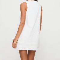 Maemukilabe Mini vestido camisero con ribete de encaje para mujer, vestido corto con tirantes finos y cuello cuadrado, vestidos Babydoll holgados y fluidos con espalda descubierta estilo bohemio - details 9