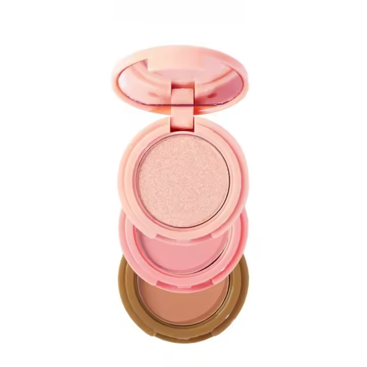 Trio difusor 3 en 1, paleta de maquillaje de colorete de contorno y resaltado, bronceador de crema, colorete en polvo suave y sedoso, resaltador brillante - 1