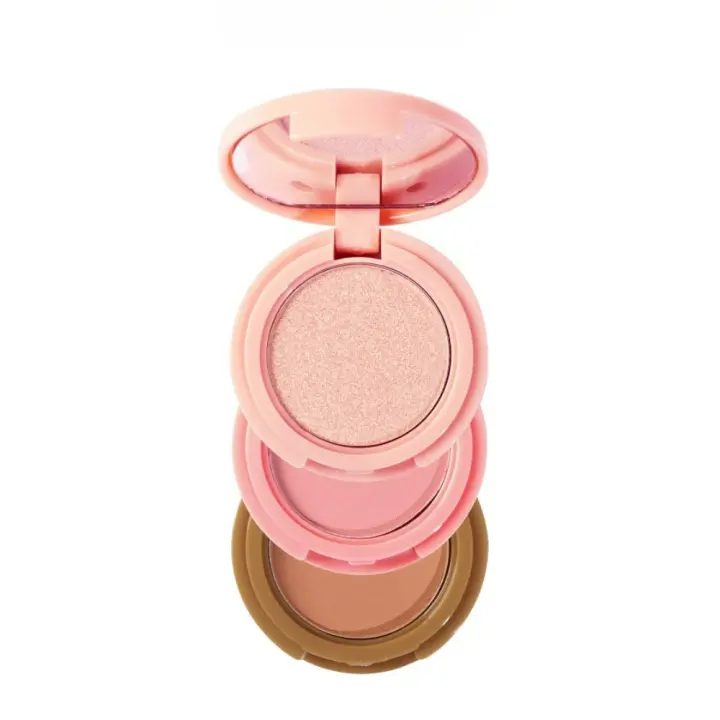 Trio difusor 3 en 1, paleta de maquillaje de colorete de contorno y resaltado, bronceador de crema, colorete en polvo suave y sedoso, resaltador brillante - 1