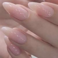 24 UDS Almendra Degradable Desmontable Color Sólido Naranja Simplemente Presione sobre la Punta Falsa con Pegamento de Uñas Largo Rosa Y2K - details 0