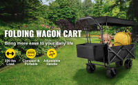 SucceBuy Carro plegable, carrito de jardín plegable con sombra, utilidad de playa, carro plegable portátil para playa, jardín, deportes - details 0