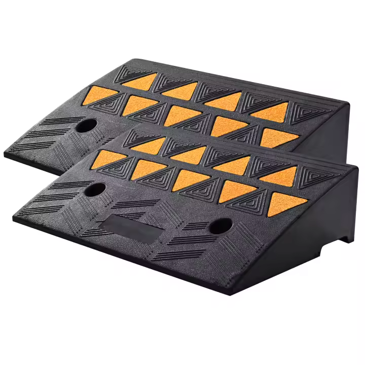 SucceBuy Rampa de goma para aceras, paquete de 2, altura de elevación de 5 pulgadas, capacidad resistente de 33,069 libras, rampas de umbral para calzadas, automóviles - 1
