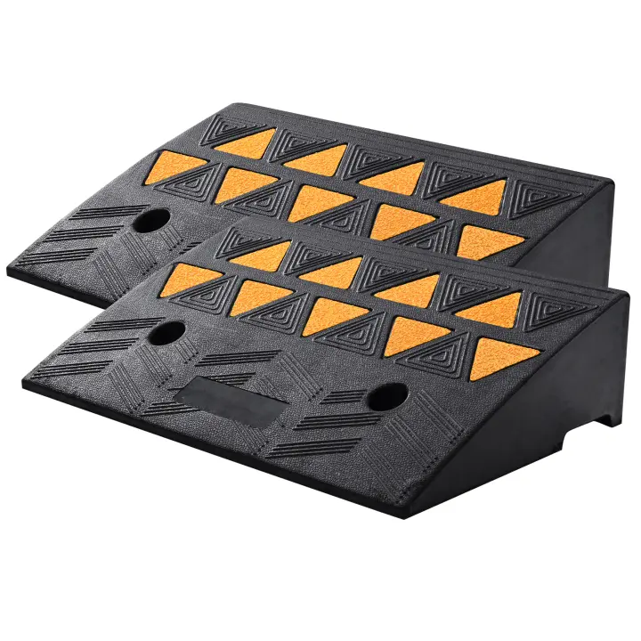 SucceBuy Rampa de goma para aceras, paquete de 2, altura de elevación de 5 pulgadas, capacidad resistente de 33,069 libras, rampas de umbral para calzadas, automóviles - 1