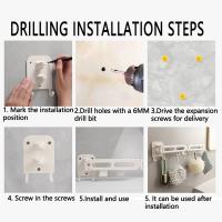 Gancho deslizante para cocina sin perforaciones, estante para colgar en la pared, ganchos deslizantes plegables que ahorran espacio con 14 ganchos, estante de riel de cocina extensible - details 1