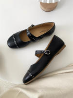 Nuevo nicho retro, cabeza redonda japonesa, zapatos individuales de suela plana, hebilla de una palabra grabada, zapatos individuales Mary Jane - details 14