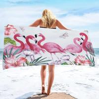 1 pieza de toalla de playa con estampado de flamenco rosa de 160x80 cm, tela de fibra ultrafina suave engrosada y agrandada - details 1