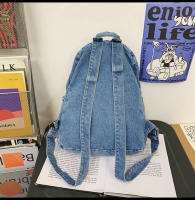 Nueva moda simple tendencia mochila de gran capacidad bolsa de mezclilla duradera universidad escuela secundaria junior escuela secundaria bolsa de estudiante - details 7
