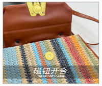 Moda arco iris portátil pequeño cuadrado bolsa 2025 primavera nueva luz de lujo bolsa de las mujeres versátil texturizado axilas bolsa de hombro - details 7