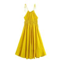 BUNO-diseño de estilo de vacaciones, vestido tipo chaleco atado con cuello, novedad de verano 2025, falda larga acampanada con cintura ajustada y adelgazante - details 1