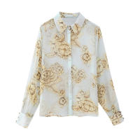- Nueva llegada, camisa de moda con estampado floral para mujer, falda de cintura alta de longitud media, estilo americano y europeo - details 2