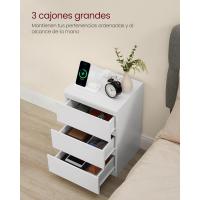 Mesita de Noche Moderna Blanca Nube LET631W14 Estación de Carga, Mesa Auxiliar con 3 Cajones, 2 Tomas AC, 2 Puertos USB - details 4