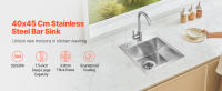 SucceBuy Estación de trabajo para fregadero de cocina, fregaderos de montaje superior de 40 cm, fregadero simple de acero inoxidable 304, con accesorios - details 0