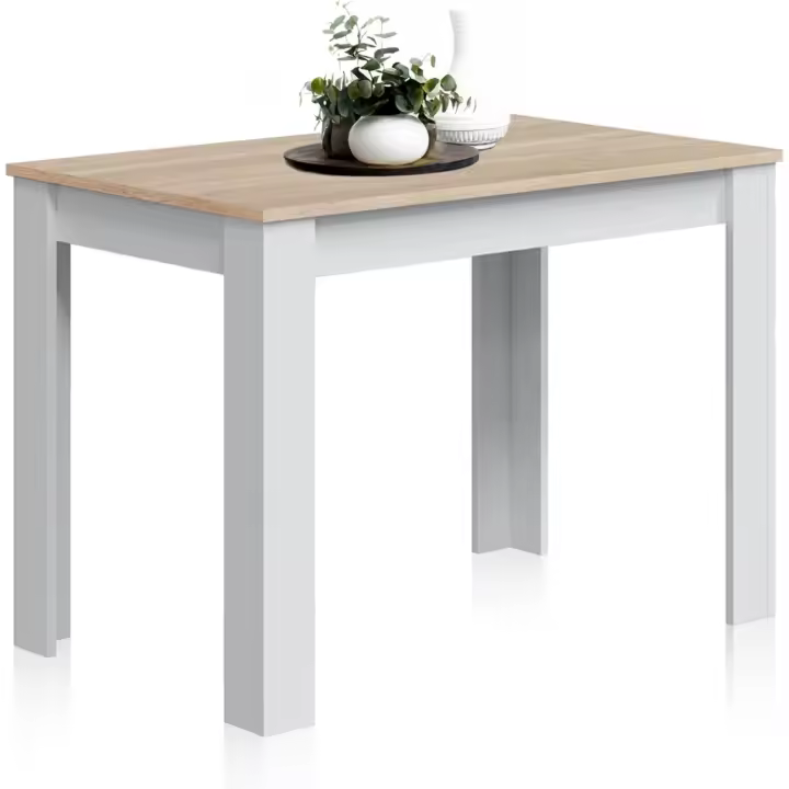 Auxiliar Fija, Mesa Comedor o Cocina, Acabado en Color Blanco Artik y Cemento, Modelo Cloe, Medidas: 109 cm (Ancho) x 67 cm (Fondo) x 78 cm (Alto) - 1