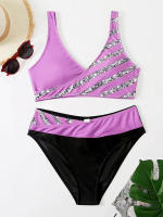 Conjunto de Bikini a rayas para mujer, bañador Sexy de dos piezas, ropa de playa, traje de baño brasileño, novedad de 2022 - details 6