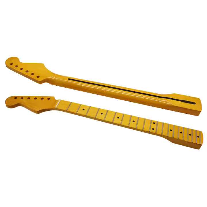 Cuello de Guitarra Eléctrica de 6 Cuerdas V-Glory Brillo Alto Amarillo 21 Fretes Mapa de Canadá - 1