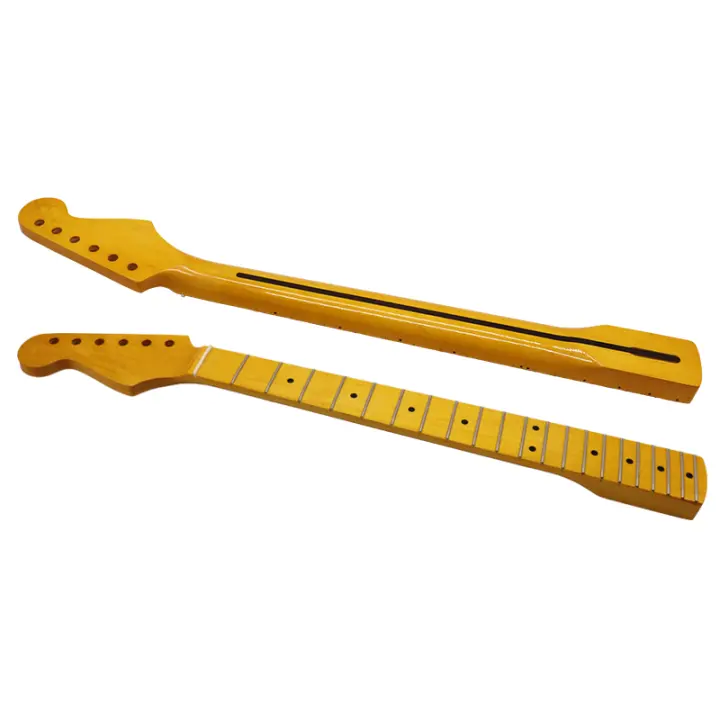 Cuello de Guitarra Eléctrica de 6 Cuerdas V-Glory Brillo Alto Amarillo 21 Fretes Mapa de Canadá - 1
