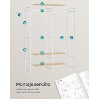 Armario Portátil Plegable Organizador de Ropa con Barras de Colgar Estantes de Almacenamiento con Ganchos Extraíbles Marrón Rústico Tamaño 40 x 94,5 x 180 cm - details 20