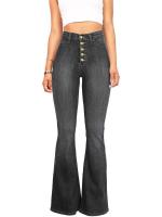 Vaqueros acampanados de cintura alta para mujer, pantalones vaqueros ajustados en negro - details 4