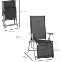 Silla de Jardín Plegable Ajustable en 10 Posiciones con Resalto Alto y Reposapiés Transpirable - details 2