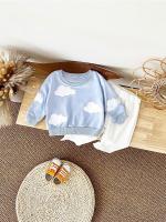 Conjunto de dos piezas de suéter con parche de nube para niños y niñas recién nacidos versión coreana de pantalones casuales de manga larga de otoño para bebés - details 2