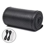 Cubierta trenzada para volante de coche, volante de coche de cuero de fibra Universal con agujas e hilo, accesorios interiores de coche - details 9