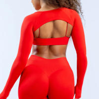 Nuevo chal suave al tacto sin costuras de spandex para mujer, ropa de yoga fitness, elástico, transpirable, chal deportivo de ocio. - details 15