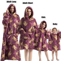 Sudaderas con capucha de gran tamaño para niños y mujeres, sudaderas con capucha de Panda, oso, aguacate, León, dibujos animados, Halloween, familia, mantas largas de TV, invierno, nuevo - details 2