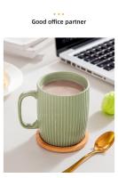 Taza de Cerámica Estilo Coreano Taza de Desayuno de Avena con Tapa de Bambú Taza de Té con Asa - details 10