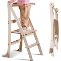 Silla de Madera Montessori Ahorradora de Espacio Torre Plegable, Taburete para Niños, Escalera Plegable para Niños Protección Antivuelcos - details 0