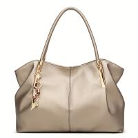 Bolso de Hombro Grande Capacidad Lucky Hour Bolso de Trabajo Elegante de Cuero Sintético con Cierre de Cremallera, Compartimento para Laptop, Horquilla Dorada Bolso de Mano de Champán para Mujeres, Ideal para Trabajo, Eventos Casuales, Formales - details 1