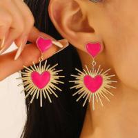 Pendientes colgantes de esmalte de Metal para mujer, corazón de amor geométrico, novedad de 2024, joyería de fiesta moderna - details 2