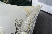 Fundas de Almohada de Terciopelo Dorado con Patrón de Geometría Diseño de Hoja de Ginkgo y Tijeras de Zebra Decoración Moderna para el Hogar - details 4