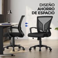 Silla de Oficina con Función de Inclinación, con Soporte Lumbar y Diseño Mariposa para Estudio, Carga Máxima 136kg, Negro - details 11