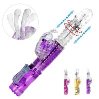 Consolador telescópico punto G conejo vibrador estimulador de clítoris masajeador vaginal juguetes sexuales para mujeres masturbación femenina - details 5