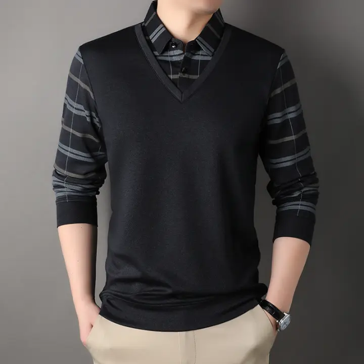 Camisetas para Hombres CASUMANL Moda Casual a Rayas Manga Larga Ropa de Primavera-Otoño - 1
