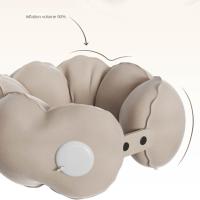 Almohada de viaje inflable con inflado prensado, cómoda almohada ligera en forma de U, soporte para cabeza y cuello, ahorra espacio - details 6