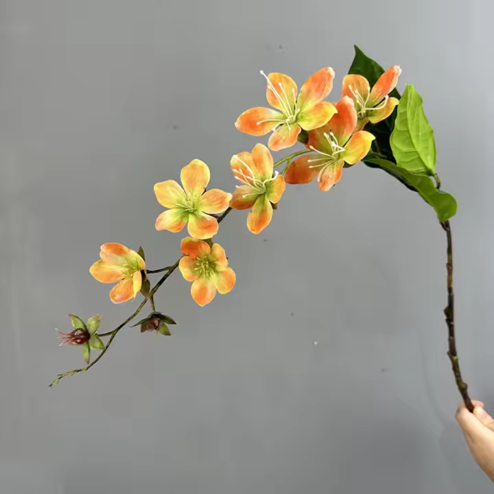 Jasmine artificiales verticales de 80cm, elegante flor de jazmín de simulación impresa en 3D, hermosa flor falsa de seda de tacto Real - 1