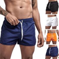 Pantalones cortos de surf de playa para hombre, cintura elástica de tiro bajo, cordón, ribete lateral irregular transpirable, traje de baño, verano - details 1