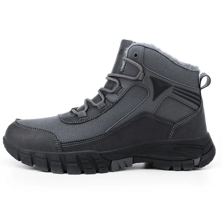 Botas de invierno para hombre, botas de nieve con forro de piel cálido, botines de senderismo antideslizantes - 1