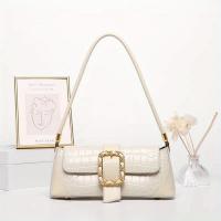 Bolso de hombro retro para mujer, espacioso, multifuncional, con cierre de hebilla magnética, imitación antidecoloración, blanco y negro para compras, viajes, uso diario - details 2