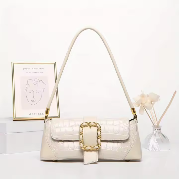 Bolso de hombro retro para cena, espacioso bolso multifuncional para axila, cierre de hebilla magnética, imitación antidecoloración - 1